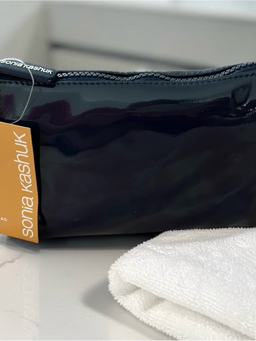 Sonia Kashuk Navy Blue Patent leather Makeup Pouch - NWT